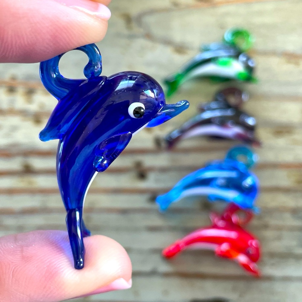 Murano Glass Animal Dolphin Pendants